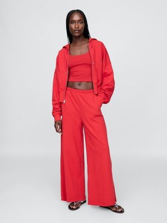 Pantaloni della tuta in French Terry a gamba larga con orlo arrotolato