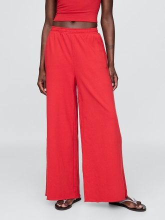 Pantaloni della tuta in French Terry a gamba larga con orlo arrotolato