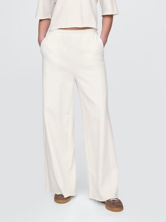 Pantaloni della tuta in French Terry a gamba larga con orlo arrotolato