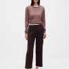 Pantaloni dritti alla caviglia in twill a vita alta