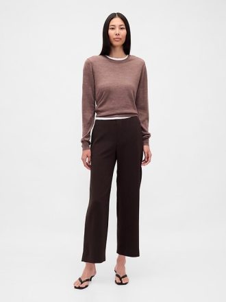 Pantaloni dritti alla caviglia in twill a vita alta