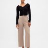 Pantaloni dritti alla caviglia in twill a vita alta