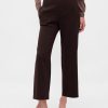 Pantaloni dritti alla caviglia in twill a vita alta