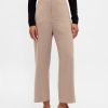 Pantaloni dritti alla caviglia in twill a vita alta
