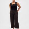 Pantaloni dritti alla caviglia in twill a vita alta