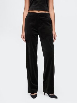 Pantaloni dritti in velluto a vita alta