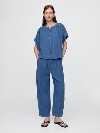 Pantaloni Easy Barrel in garza di cotone