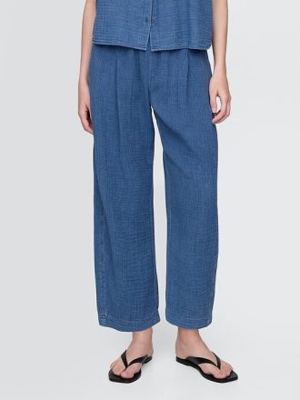 Pantaloni Easy Barrel in garza di cotone