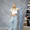Pantaloni in denim drappeggiati a vita alta GapStudio Pantaloni in denim drappeggiati a vita alta GapStudio