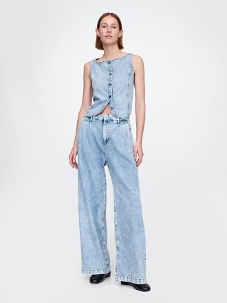 Pantaloni in denim plissettato ultra-morbidi a vita alta 365