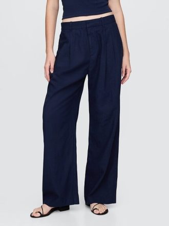 Pantaloni in misto lino a vita alta 365