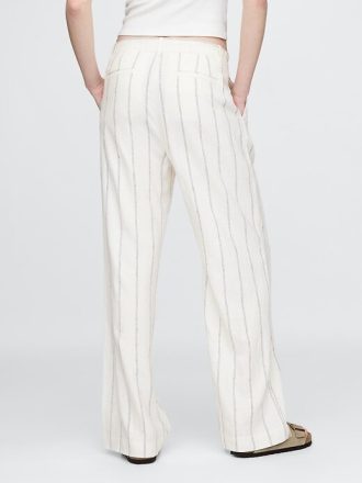 Pantaloni in misto lino a vita alta 365