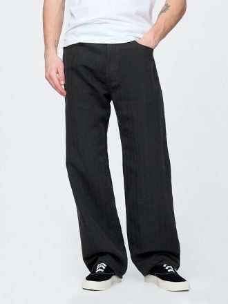 Pantaloni larghi a spina di pesce in lino e cotone anni ’90