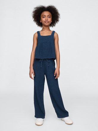 Pantaloni larghi in denim stropicciato per bambini