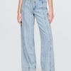 Pantaloni larghi in denim ultra morbido a vita media