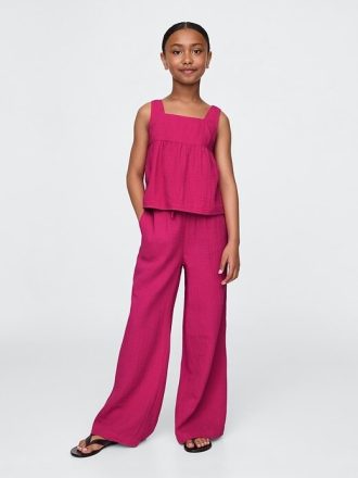 Pantaloni larghi in garza stropicciata per bambini