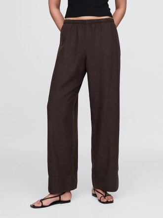 Pantaloni larghi in misto lino