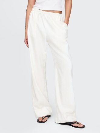 Pantaloni larghi in misto lino