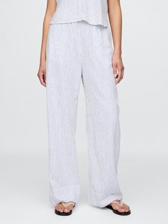 Pantaloni larghi in misto lino