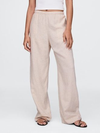 Pantaloni larghi in misto lino