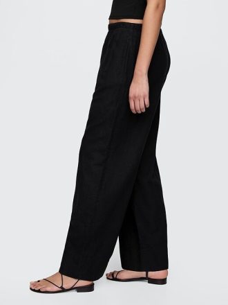 Pantaloni larghi in misto lino