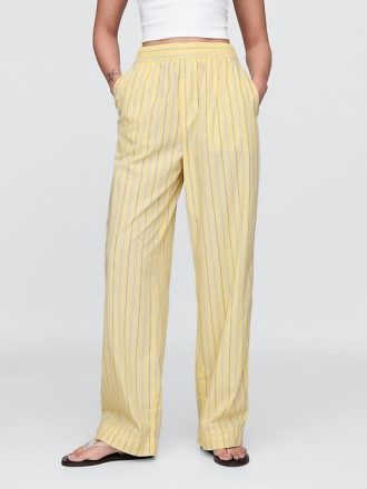 Pantaloni larghi in popeline di cotone biologico