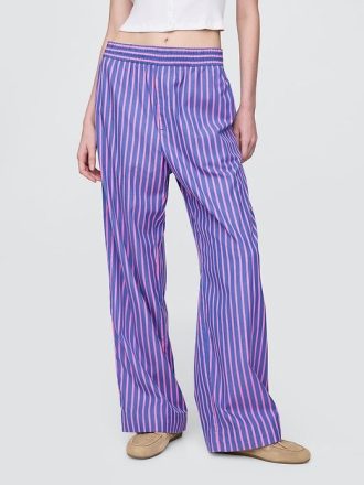 Pantaloni larghi in popeline di cotone biologico