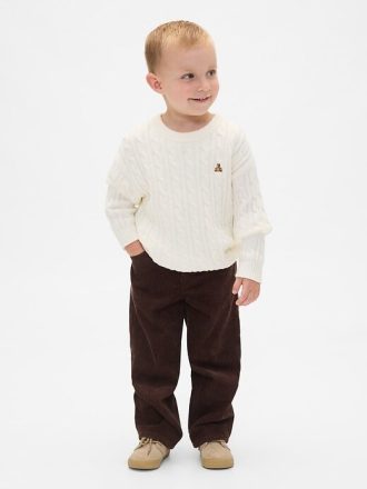 Pantaloni larghi in velluto a coste per neonati e bambini piccoli