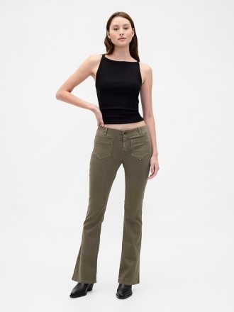 Pantaloni lunghi e attillati in twill a vita bassa