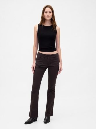Pantaloni lunghi e attillati in twill a vita bassa