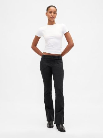 Pantaloni lunghi e attillati in twill a vita bassa