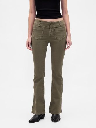Pantaloni lunghi e attillati in twill a vita bassa