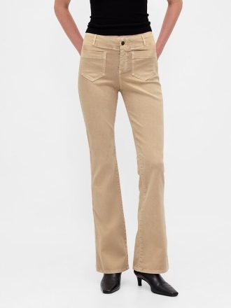 Pantaloni lunghi e attillati in twill a vita bassa