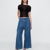 Pantaloni plissettati alla caviglia in denim ultra morbido a vita alta 365