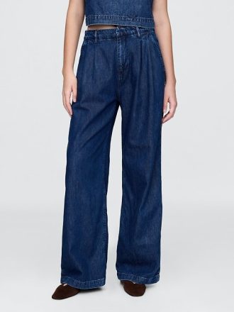 Pantaloni plissettati in denim ultra morbido a vita alta 365