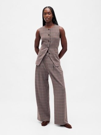 Pantaloni plissettati in twill spazzolato a vita alta 365