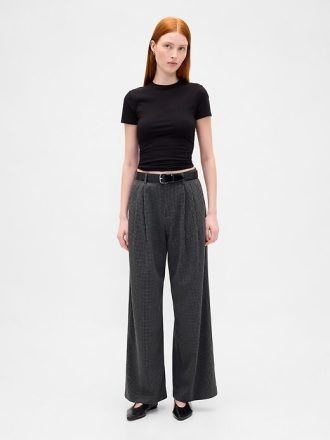 Pantaloni plissettati in twill spazzolato a vita alta 365