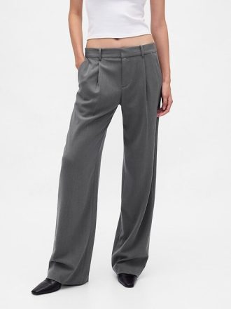 Pantaloni plissettati in twill spazzolato a vita bassa 365