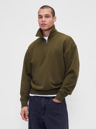 Pullover oversize pesante con cerniera a un quarto