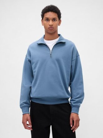 Pullover oversize pesante con cerniera a un quarto
