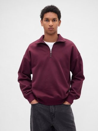 Pullover oversize pesante con cerniera a un quarto