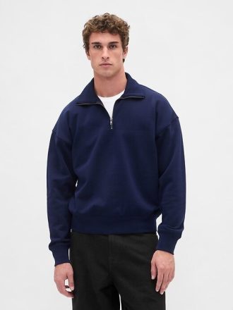 Pullover oversize pesante con cerniera a un quarto