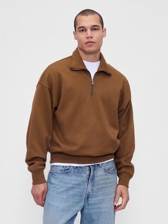 Pullover oversize pesante con cerniera a un quarto