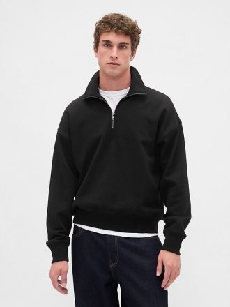 Pullover oversize pesante con cerniera a un quarto