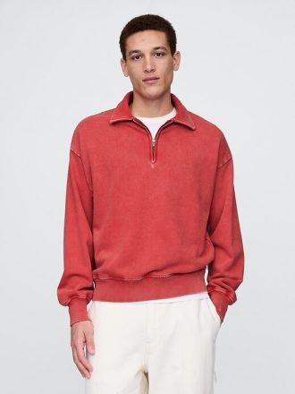 Pullover oversize pesante con cerniera a un quarto
