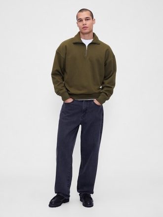 Pullover oversize pesante con cerniera a un quarto