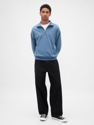 Pullover oversize pesante con cerniera a un quarto