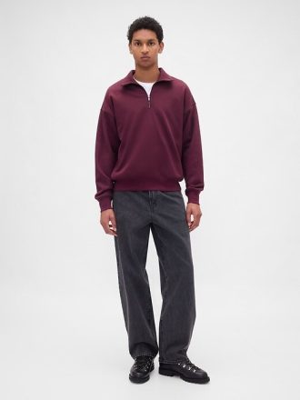 Pullover oversize pesante con cerniera a un quarto