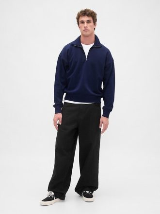 Pullover oversize pesante con cerniera a un quarto