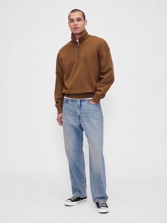 Pullover oversize pesante con cerniera a un quarto